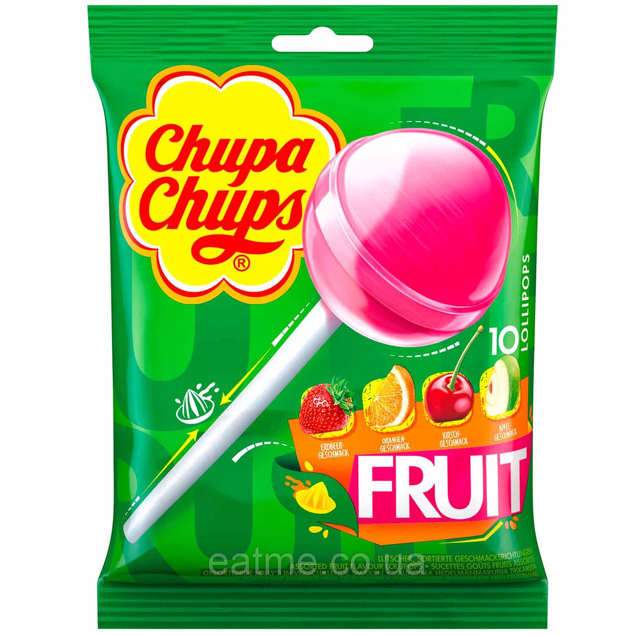 Chupa Chups Fruit 10шт Фруктові льодяники 120g