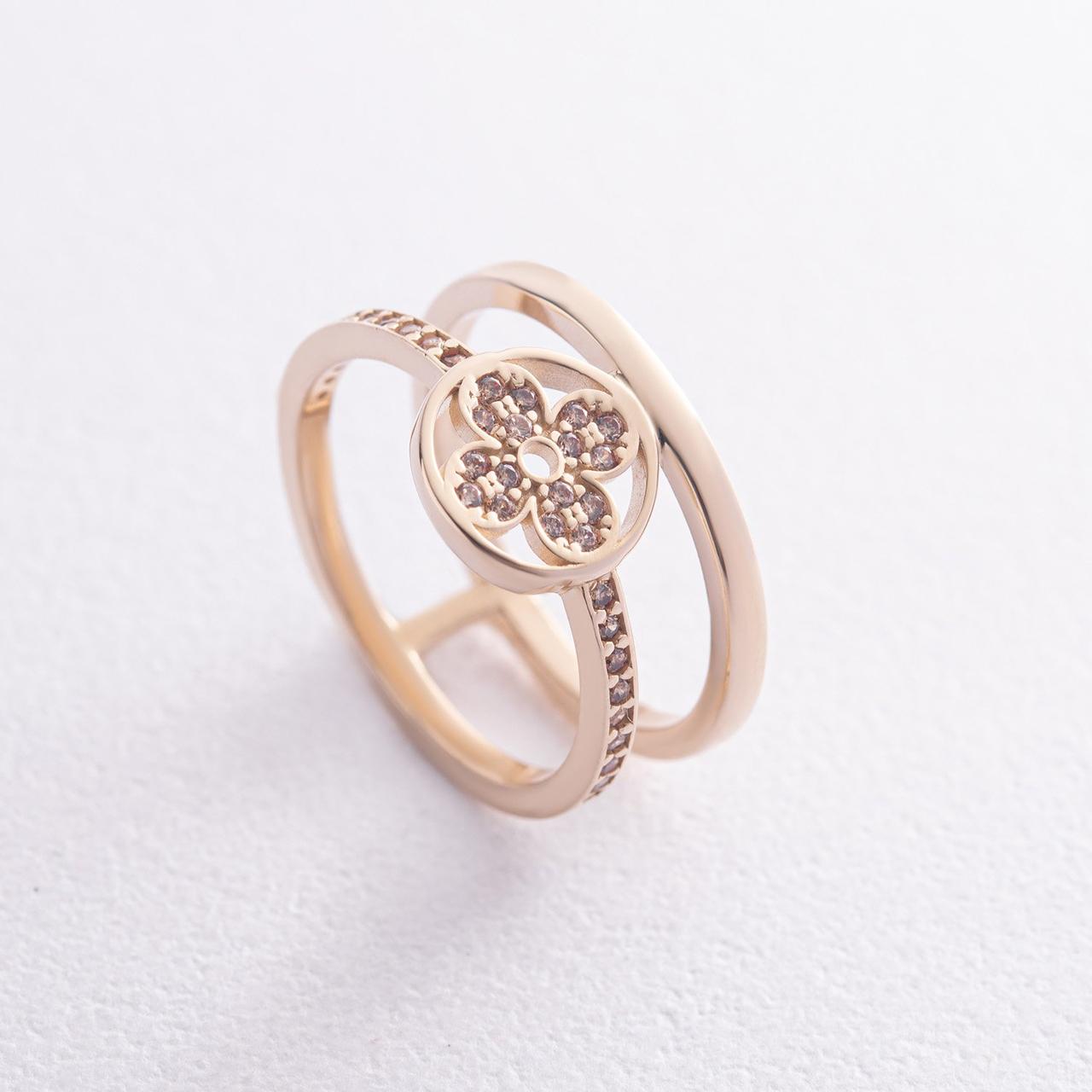 Кільце "Клевер" в жовтому золоті (жовті
фіаніти) к07444 Zipexpert ZIPEXPERT, фото 1