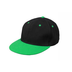 Чорна кепка сніпбек із зеленим козирком (Snapback)