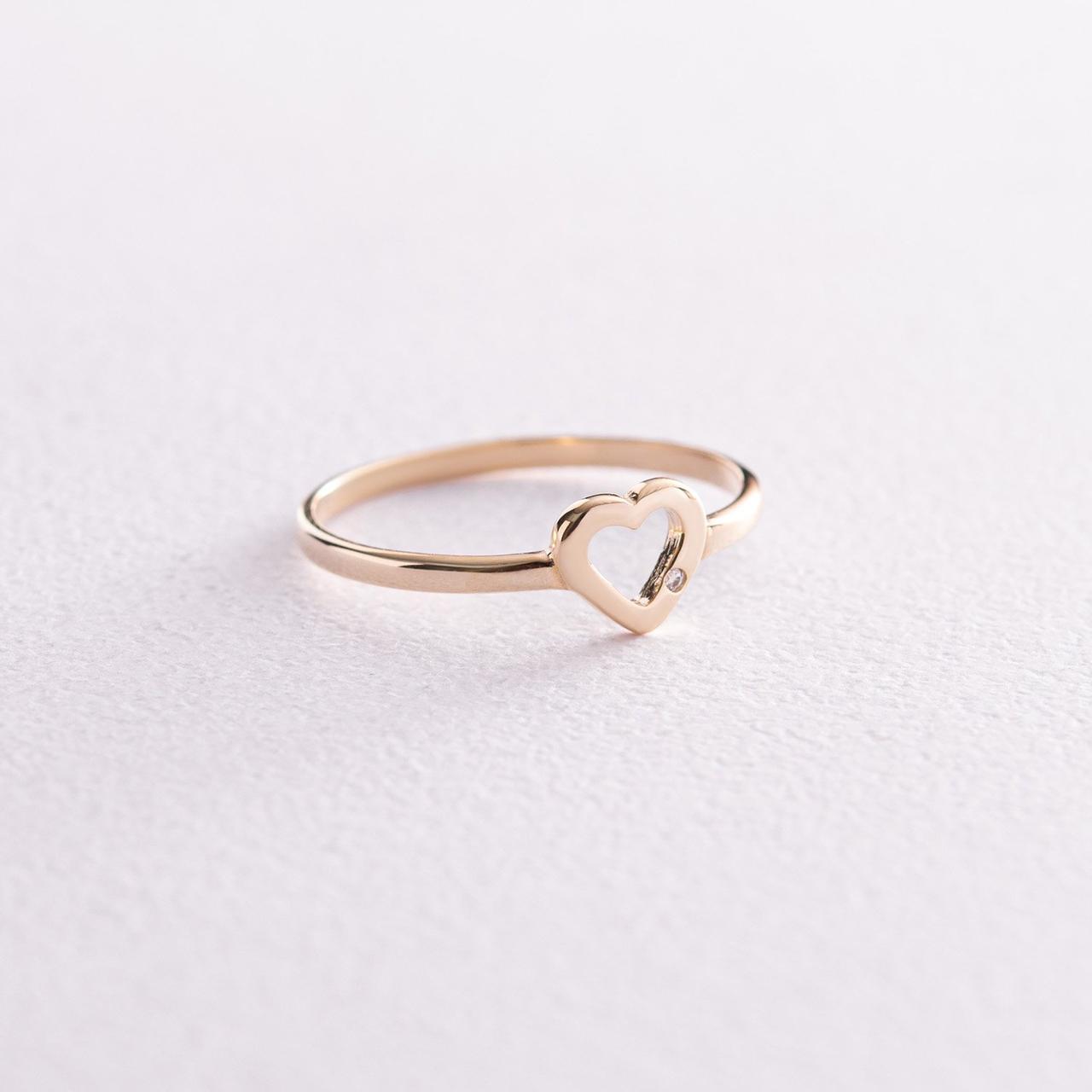 Кільце "Сердечко з фіанітом" у жовтому золоті 
к07109 Zipexpert ZIPEXPERT, фото 1