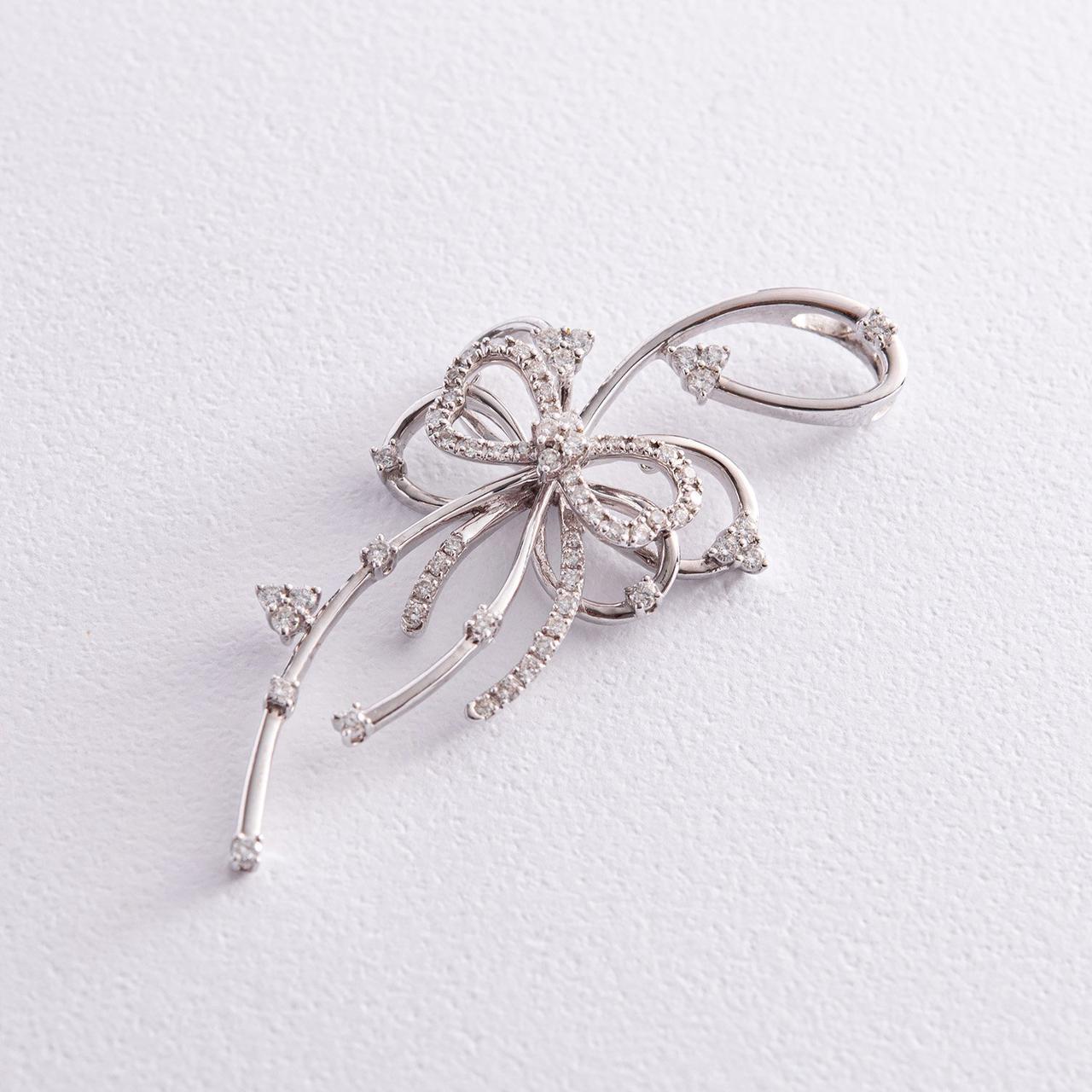 Підвіска із золота з діамантами витончений кулон прикраса на шию Бантик, фото 1