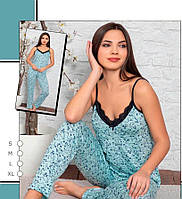 Женская пижама майка+штаны от турецкого производителя Carmen в размерах от S до XL Бирюзовый, XL