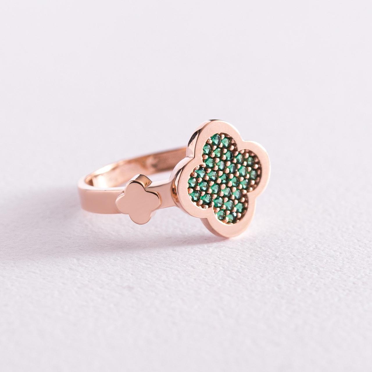 Кільце "Клевер" у червоному золоті (фіаніти) 
к06918 Zipexpert ZIPEXPERT, фото 1