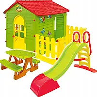 Дитячий будиночок Mochtoys 165*120*120 см + гірка 180 см + лавка Польща