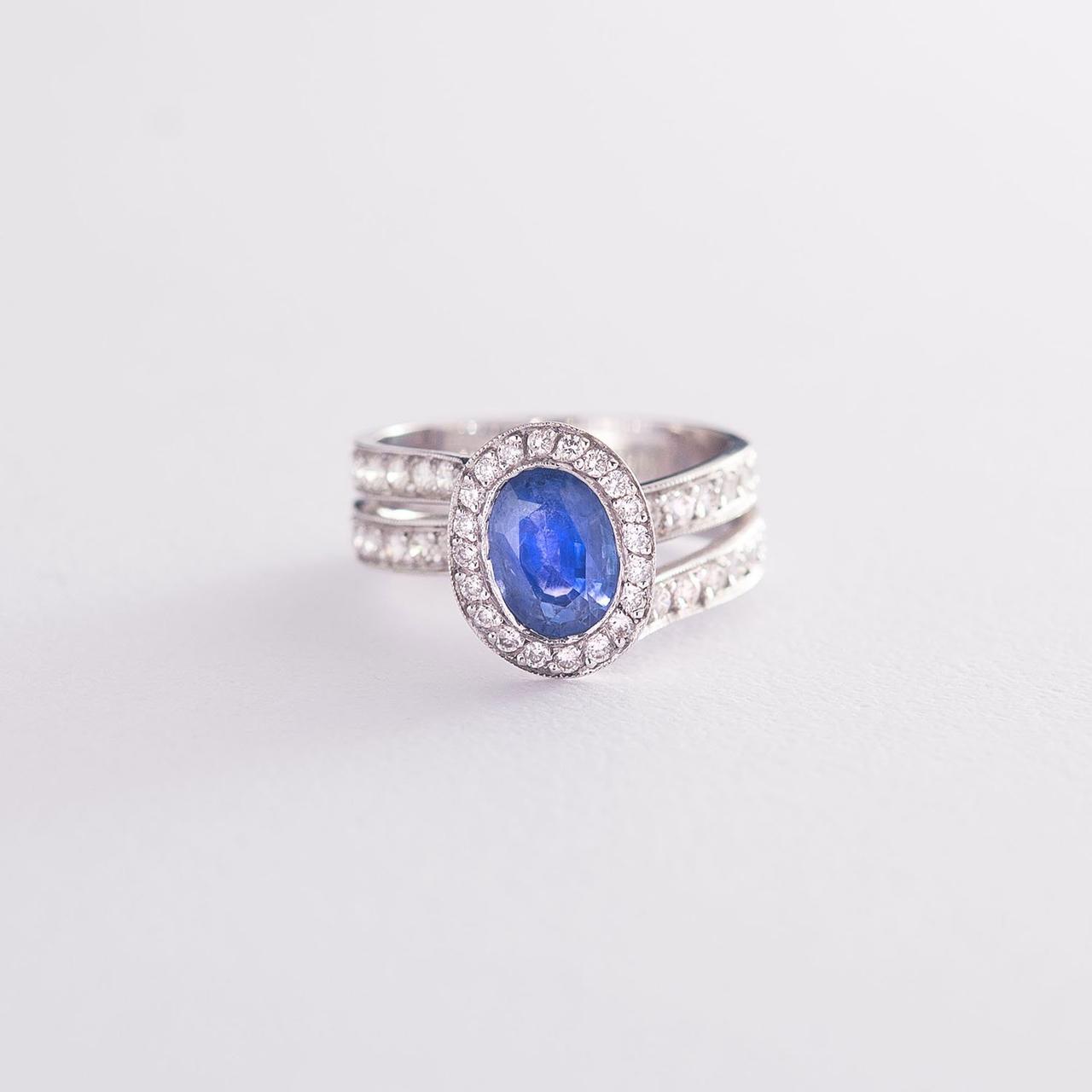 Золоте кільце із синім сапфіром і діамантами 
км0152 Zipexpert ZIPEXPERT, фото 1