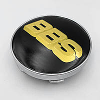 Колпачки (заглушки) в литые диски BBS 60 мм. Чёрный с золотыми буквами