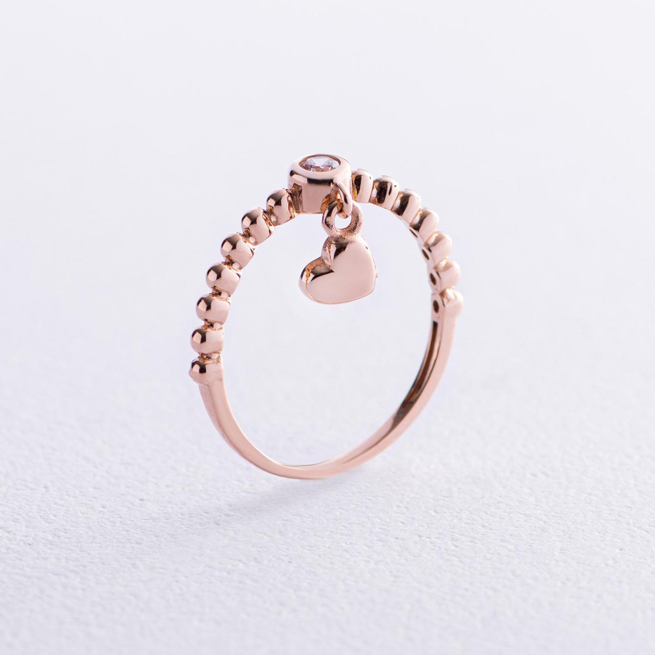 Золоте кільце "Сердечко" з фіанітом к07048 Zipexpert ZIPEXPERT, фото 1