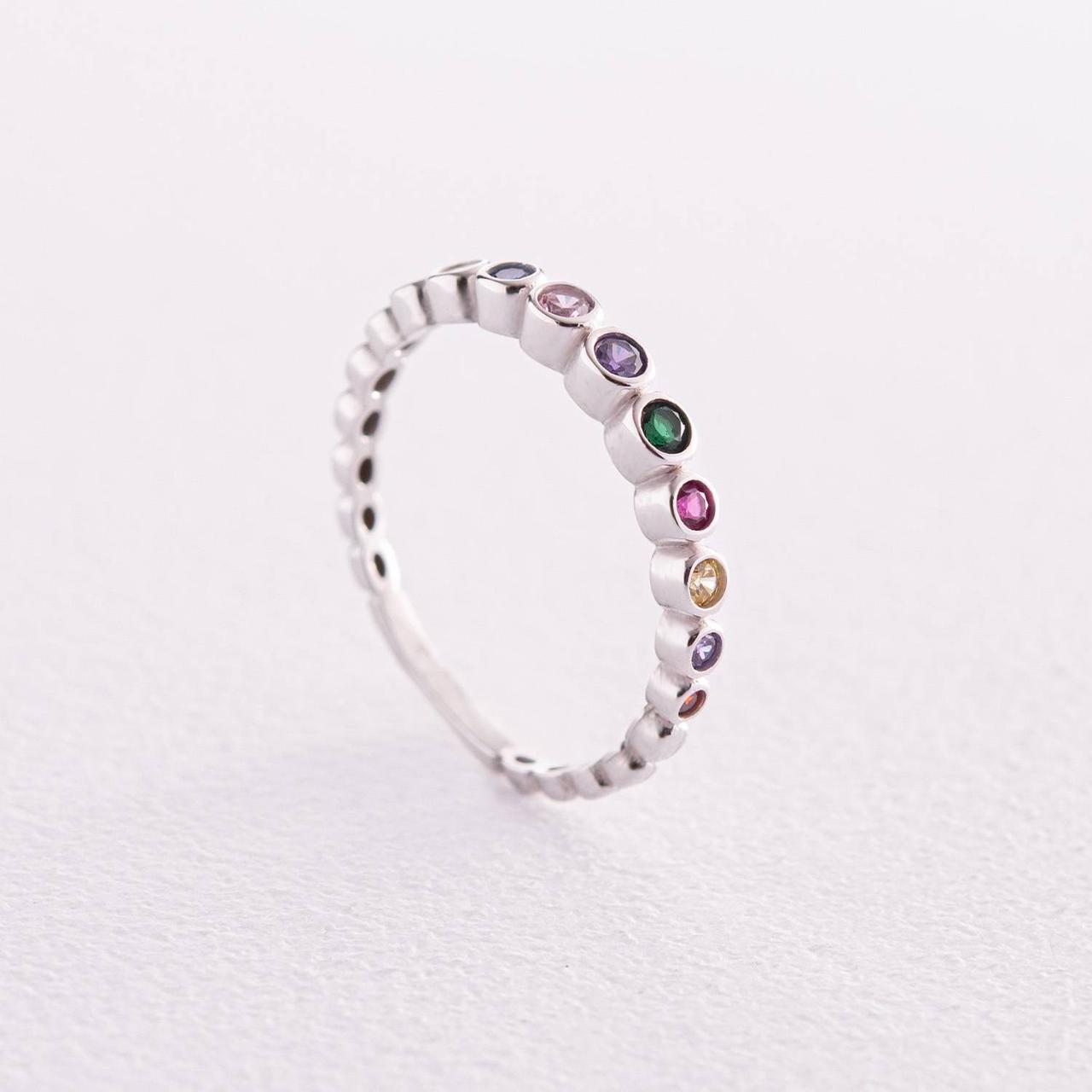 Кільце з різнобарвними фіанітами (біле 
золото) к07130 Zipexpert ZIPEXPERT, фото 1