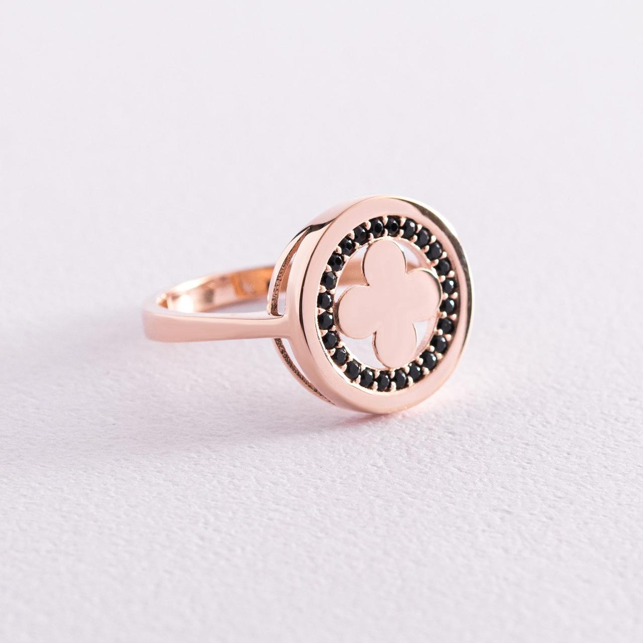 Кільце "Клевер" у червоному золоті (чорні
Діаманти) к06944 Zipexpert ZIPEXPERT, фото 1