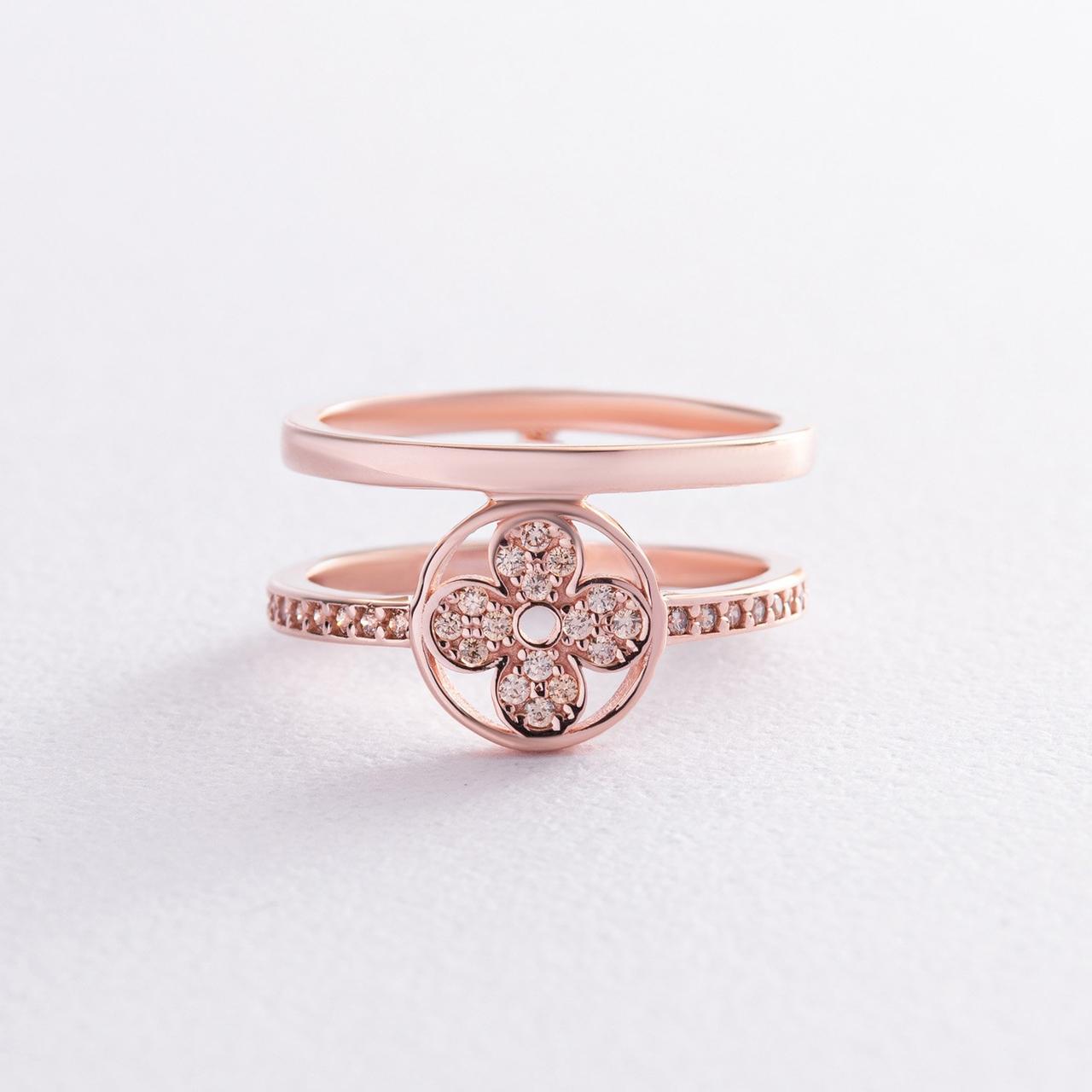 Кільце "Клевер" у червоному золоті (жовті
філаніти) к07436 Zipexpert ZIPEXPERT, фото 1