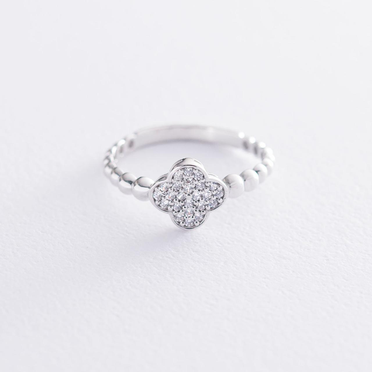 Золоте кільце "Клевер" (фіаніти) к06543 Zipexpert ZIPEXPERT, фото 1