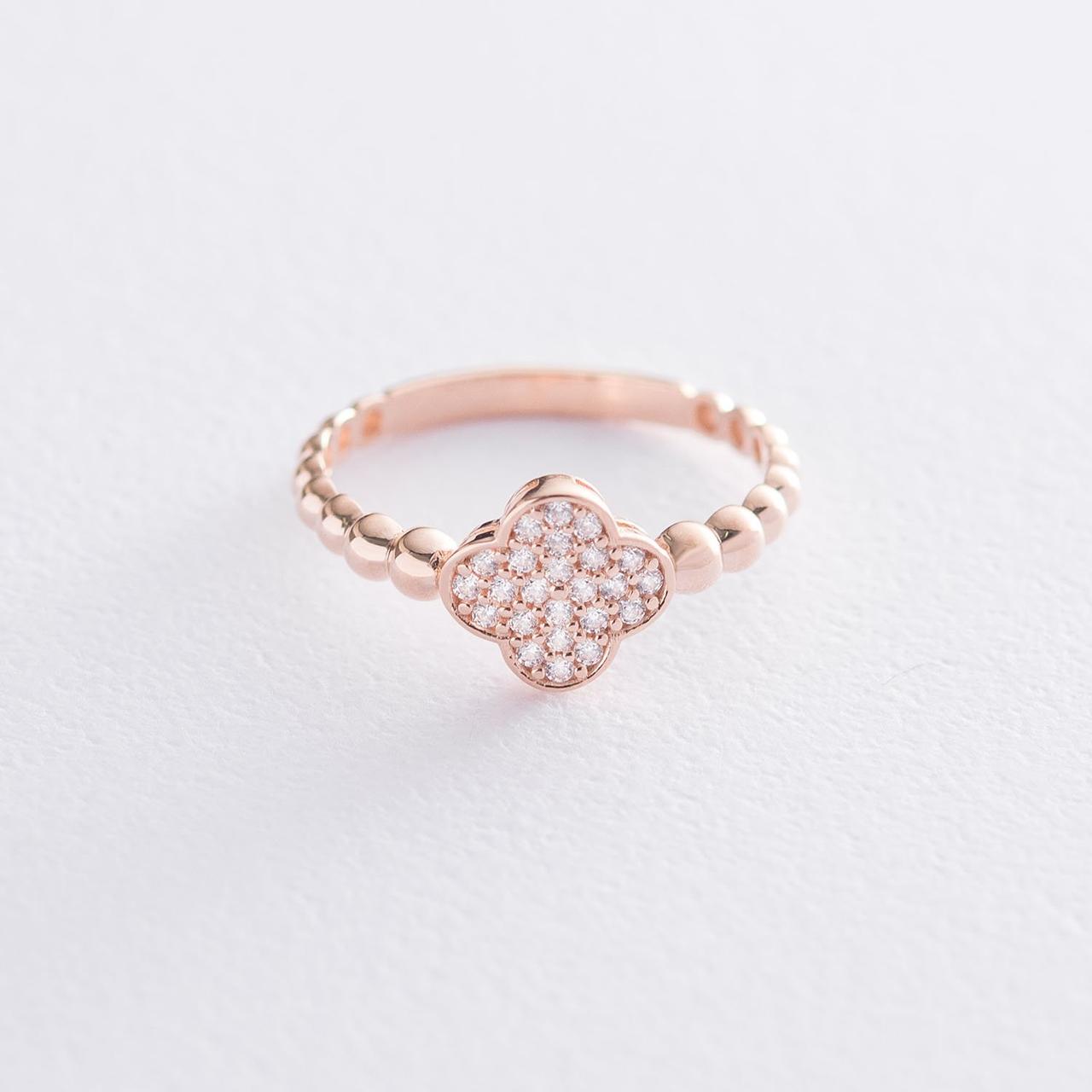 Золоте кільце "Клевер" (фіаніти) к06519 Zipexpert ZIPEXPERT, фото 1