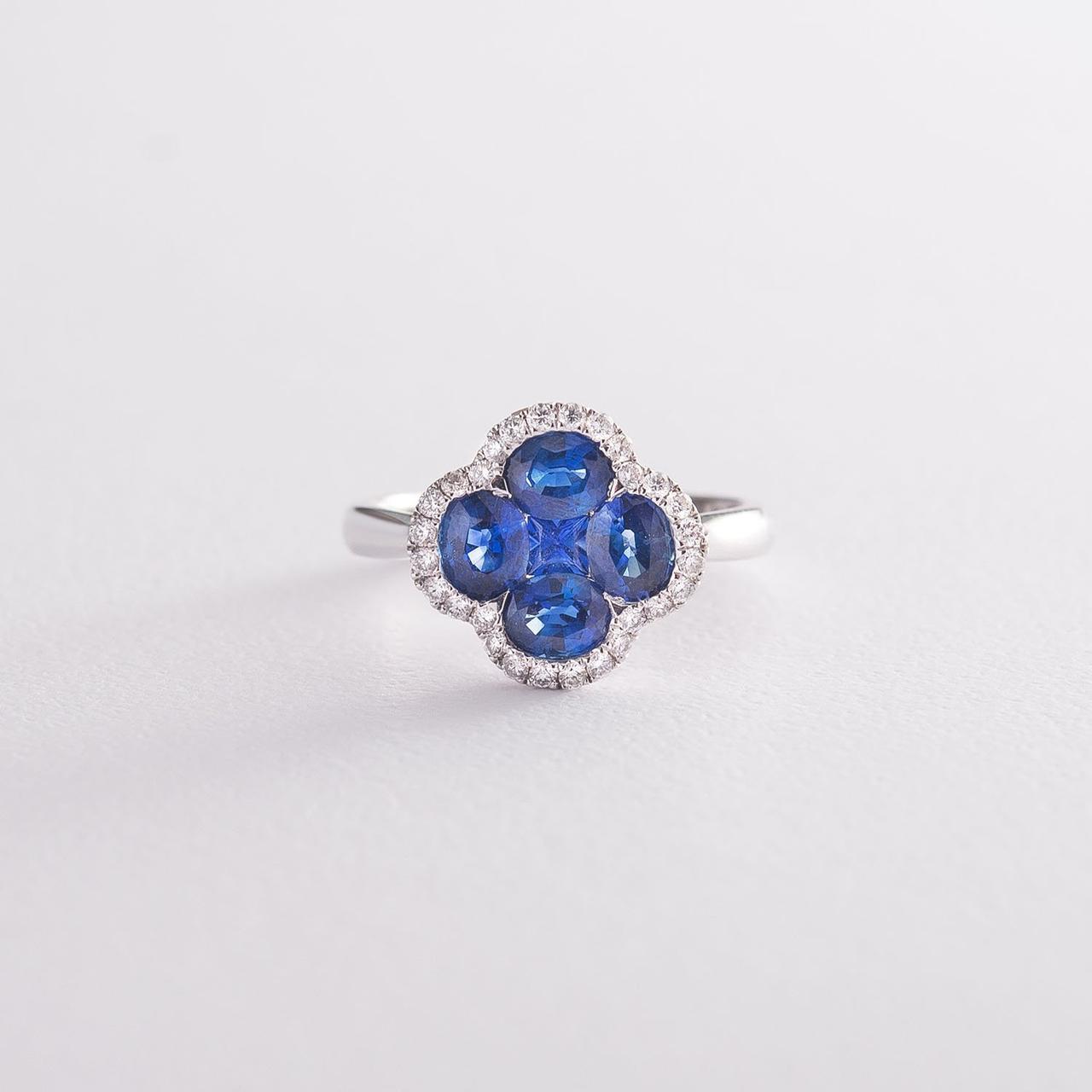 Золоте кільце із сапфірами та діамантами 
R01555mi Zipexpert ZIPEXPERT, фото 1