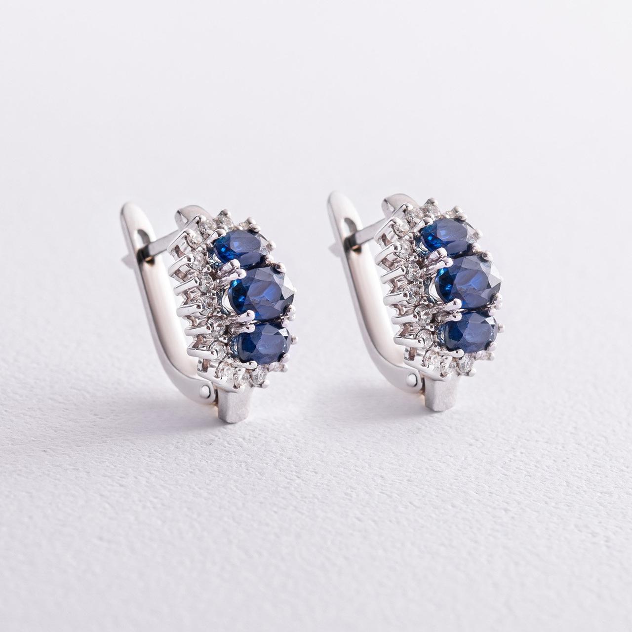 Золоті сережки з діамантами та сапфірами 
с2189 Zipexpert ZIPEXPERT, фото 1