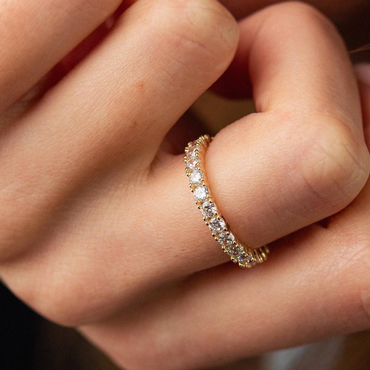 Кільце з доріжком каменів у жовтому золоті 
к07201 Zipexpert ZIPEXPERT, фото 1