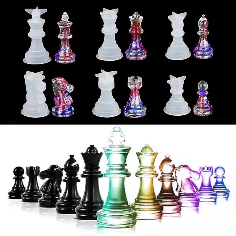 Форми для епоксидної смоли Finding Молди силіконові шахи Білий Набір 6 фігур 70 мм - 30 мм