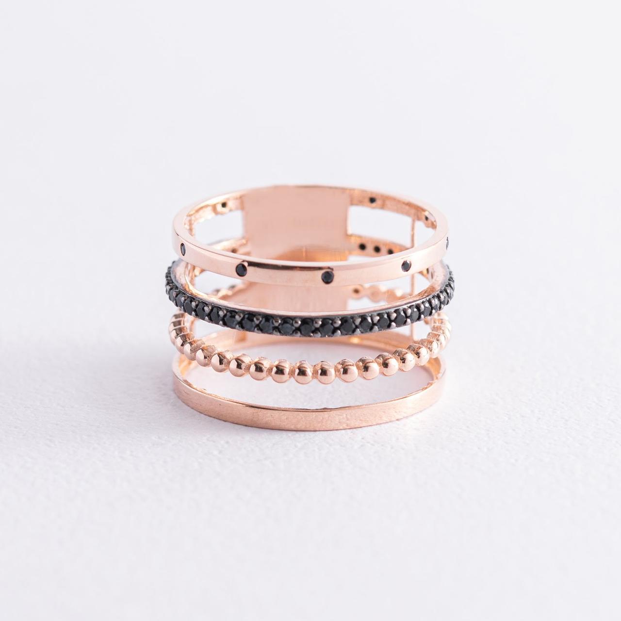 Золоте кільце з чорними фіанітами к05867 Zipexpert ZIPEXPERT, фото 1