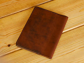 Обкладинка для блокнота, натуральна шкіра італійський Краст, колір Вишня, фото 4