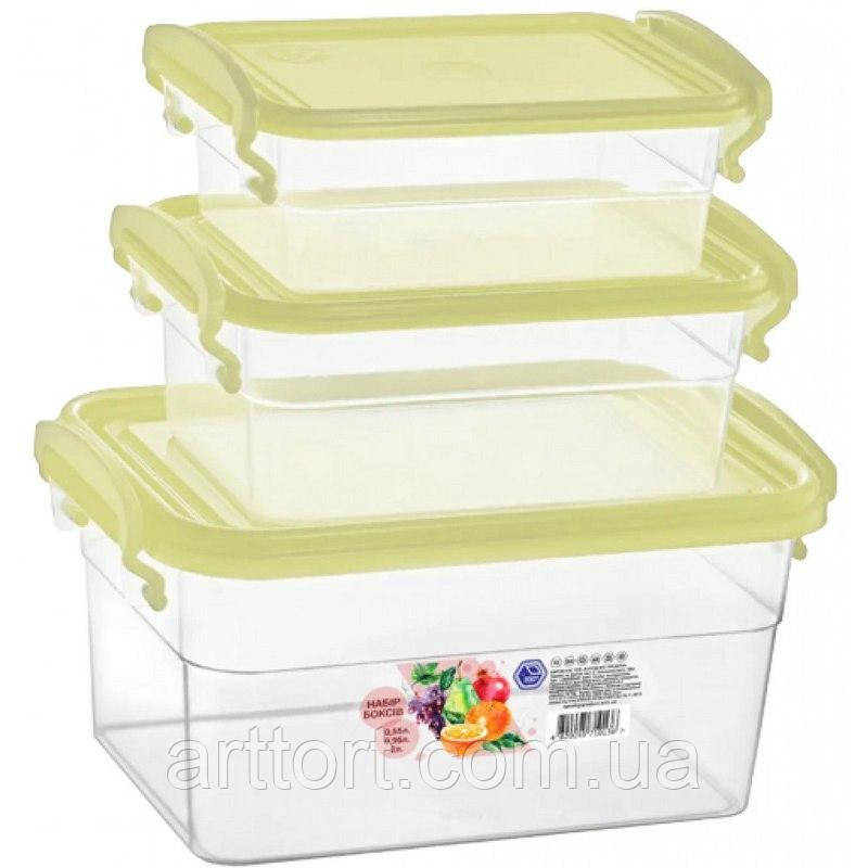 Набір контейнерів з ручками  0.55/0.95/2.0л в наборі 3 шт, фото 1