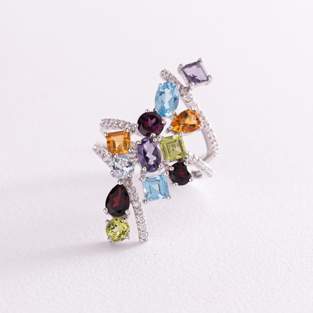 Золоте кільце (бриланти, альмандин, 
аметист, топаз блакитний, аквамарин, піроп, цитрин, хризоліт) до661A1 Zipexpert ZIPEXPERT, фото 1