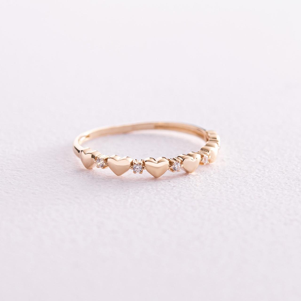 Кільце "Сердечка" з фіанітами (жовте золото) 
к07113 Zipexpert ZIPEXPERT, фото 1