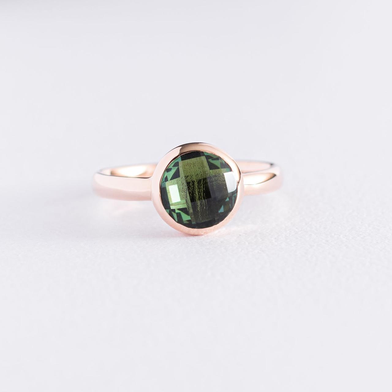 Золоте кільце із зеленим фіанітом к06836 Zipexpert ZIPEXPERT, фото 1