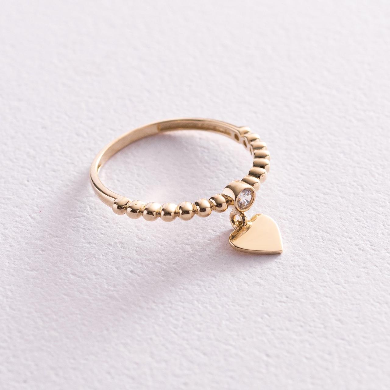 Золоте кільце "Сердечко" з фіанітом к06789 Zipexpert ZIPEXPERT, фото 1
