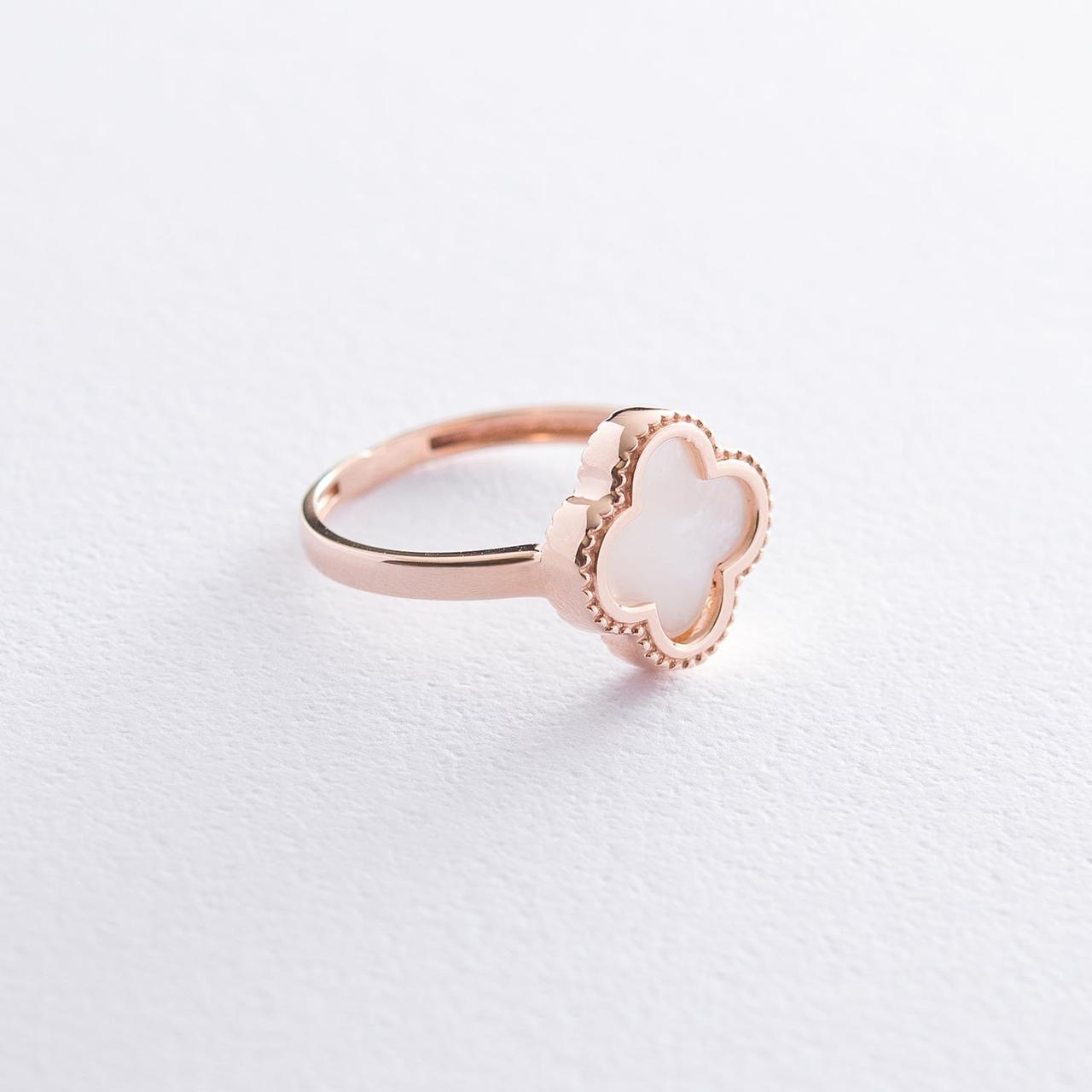 Кільце "Клевер" у червоному золоті (перламутр)
к06568 Zipexpert ZIPEXPERT, фото 1