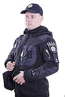 Кофта флісова Поліція ВЕДМІДЬ ТАКТИЧНА на ХУТРІ Чорна 450гр/м з капюшоном