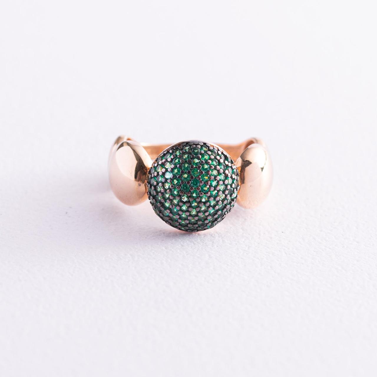 Золоте кільце із зеленими фіанітами к05396 Zipexpert ZIPEXPERT, фото 1