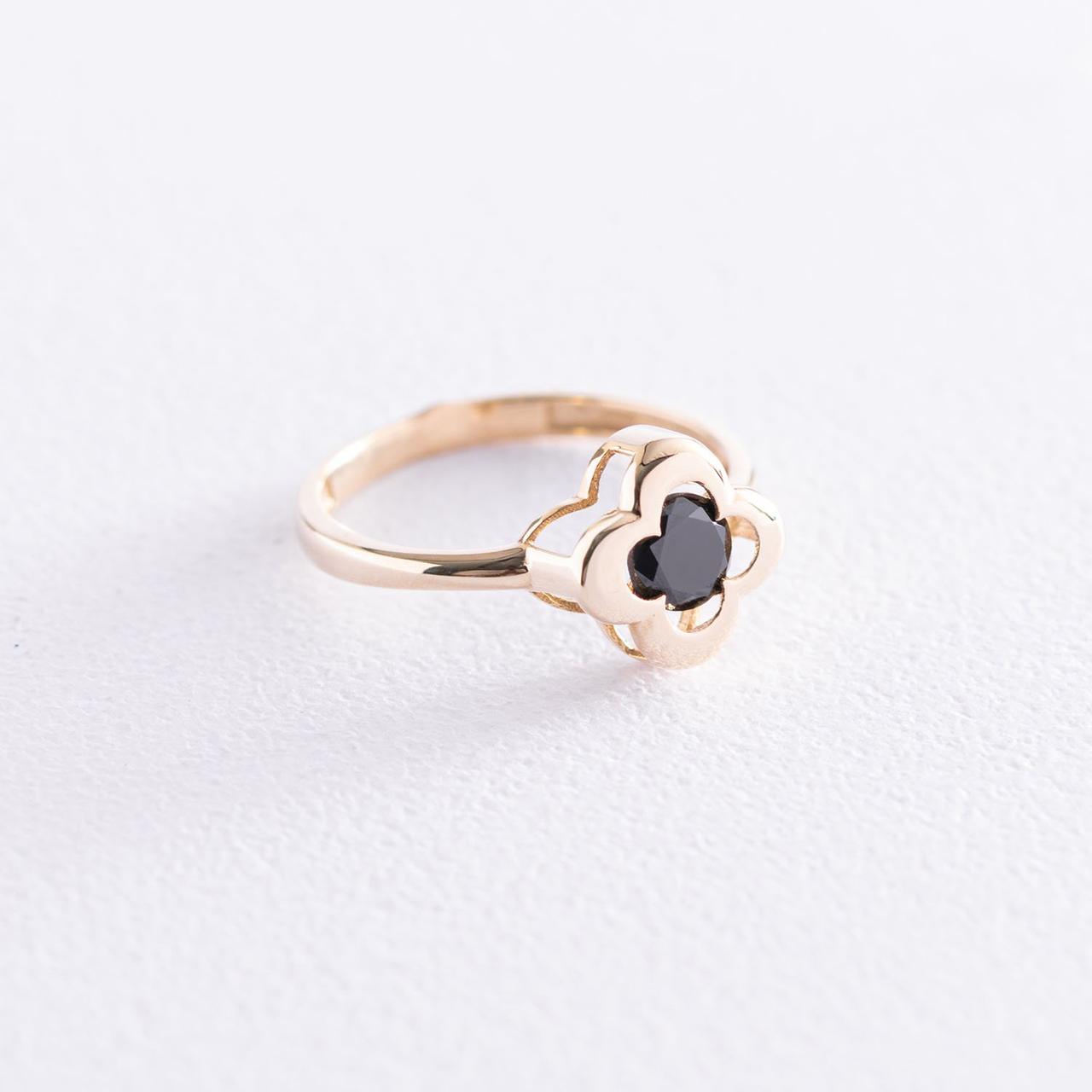 Кільце "Клевер" з чорним фіанітом (жовте
золото) к05259 Zipexpert ZIPEXPERT, фото 1