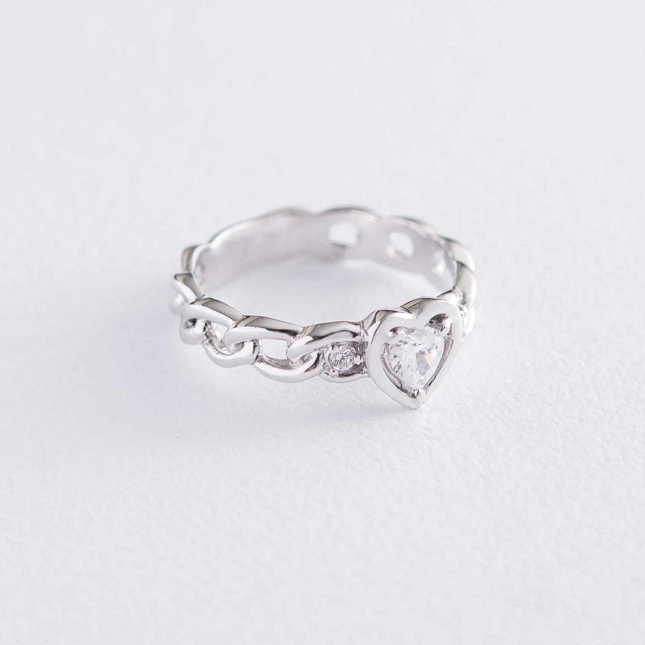Кільце "Серце" в білому золоті (фіаніт) к06288 Zipexpert ZIPEXPERT, фото 1