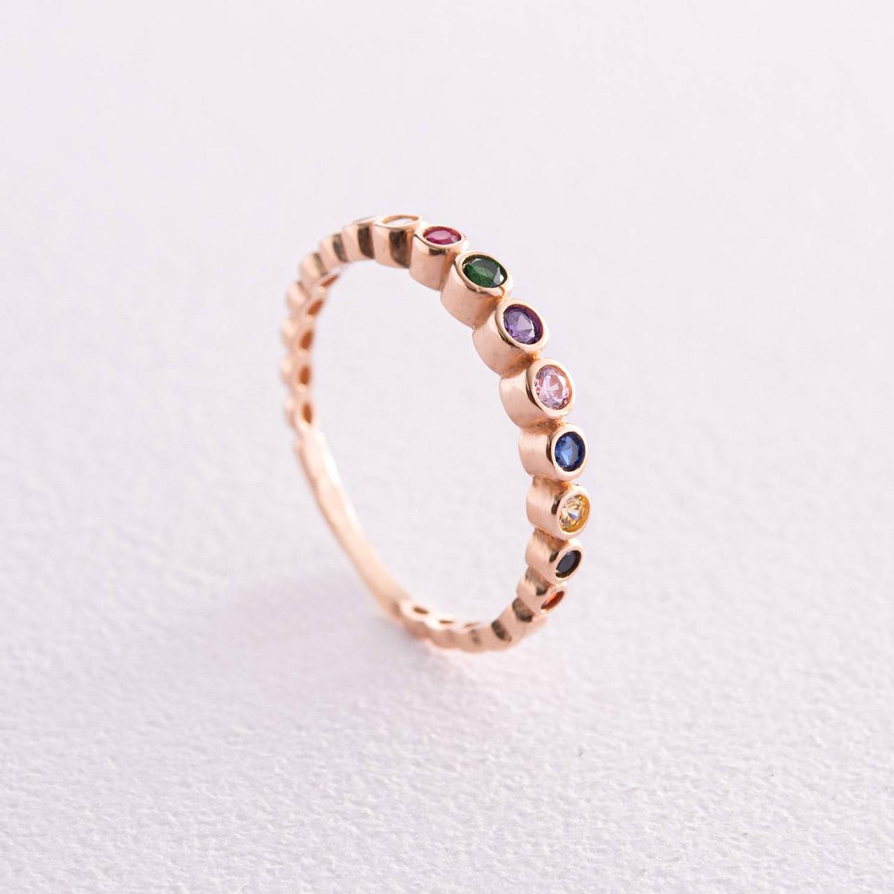 Кільце з різнобарвними фіанітами (червоне 
золото) к07133 Zipexpert ZIPEXPERT, фото 1