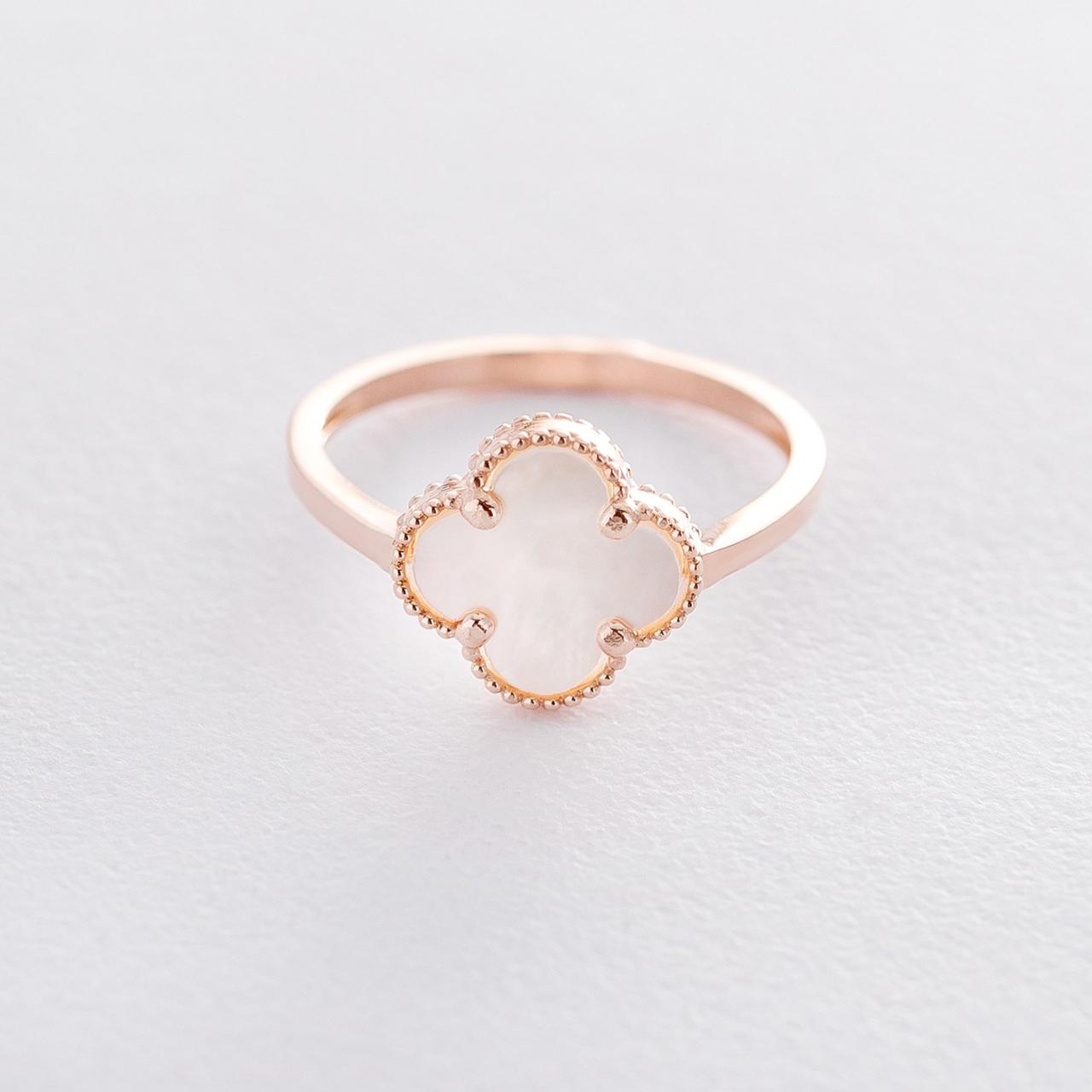 Золоте кільце "Клевер" (перламутр) к06327 Zipexpert ZIPEXPERT, фото 1