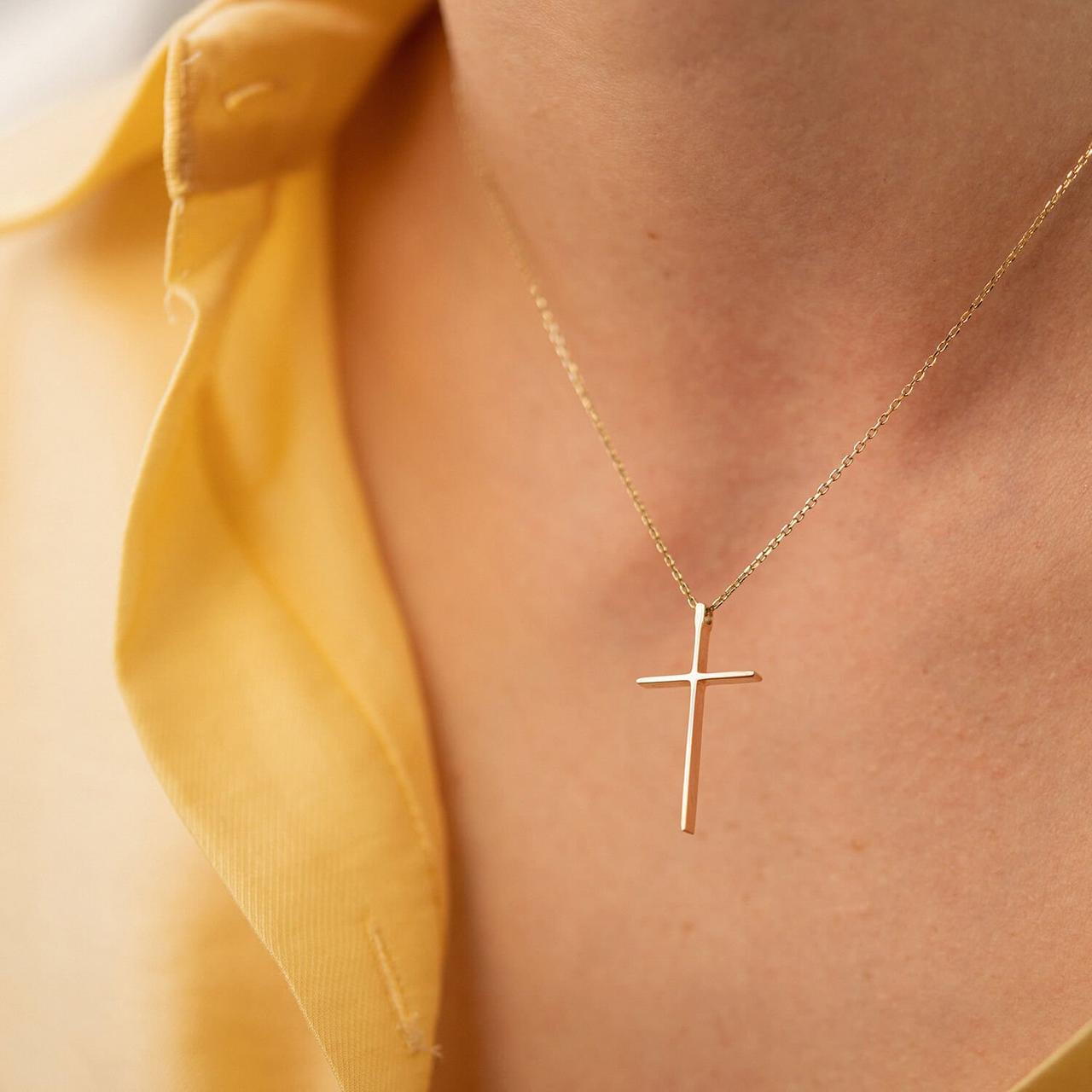 Кольє "Крістик" у жовтому золоті коло1704 Zipexpert ZIPEXPERT, фото 1