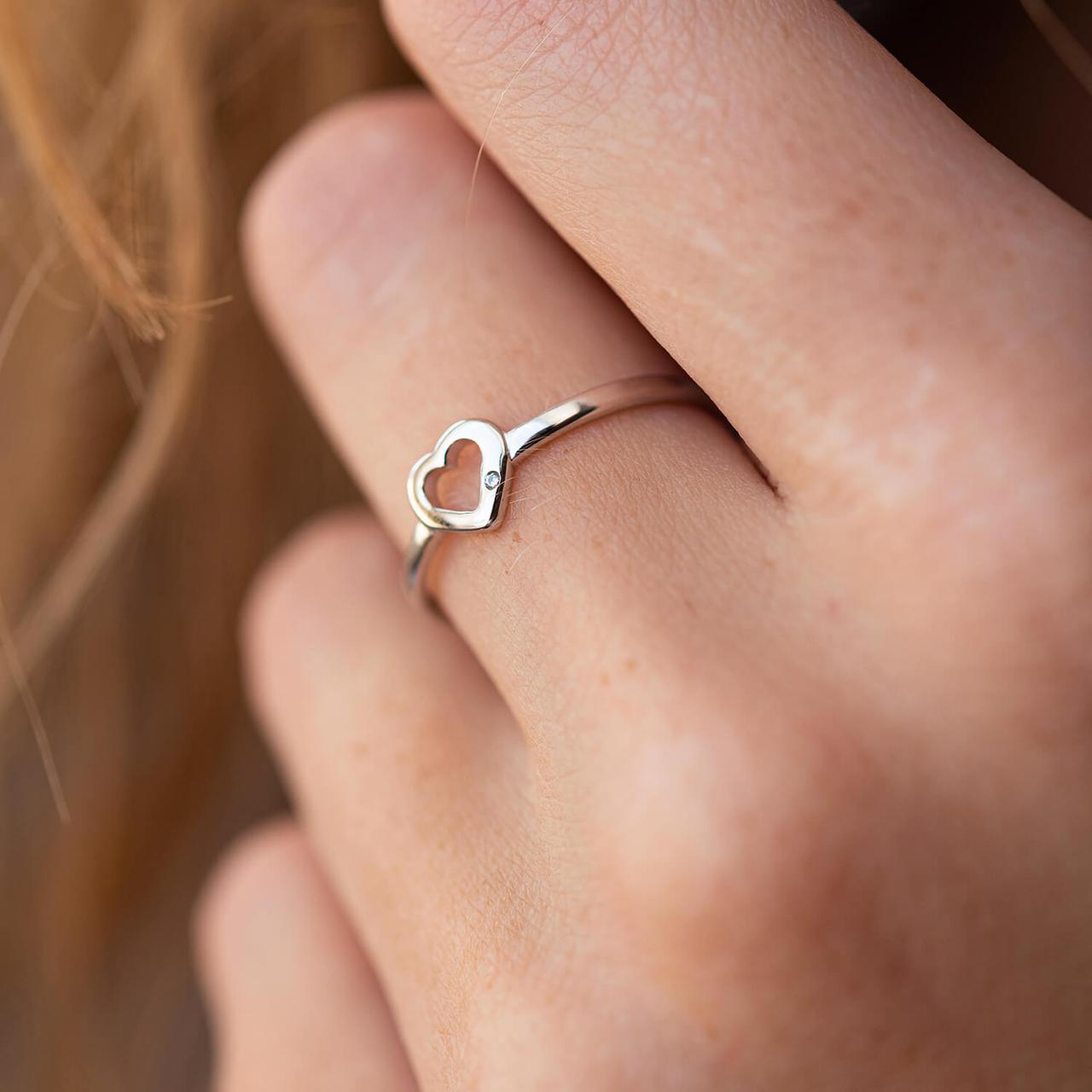 Золоте кільце "Сердечко з фіанітом" к07099 Zipexpert ZIPEXPERT, фото 1