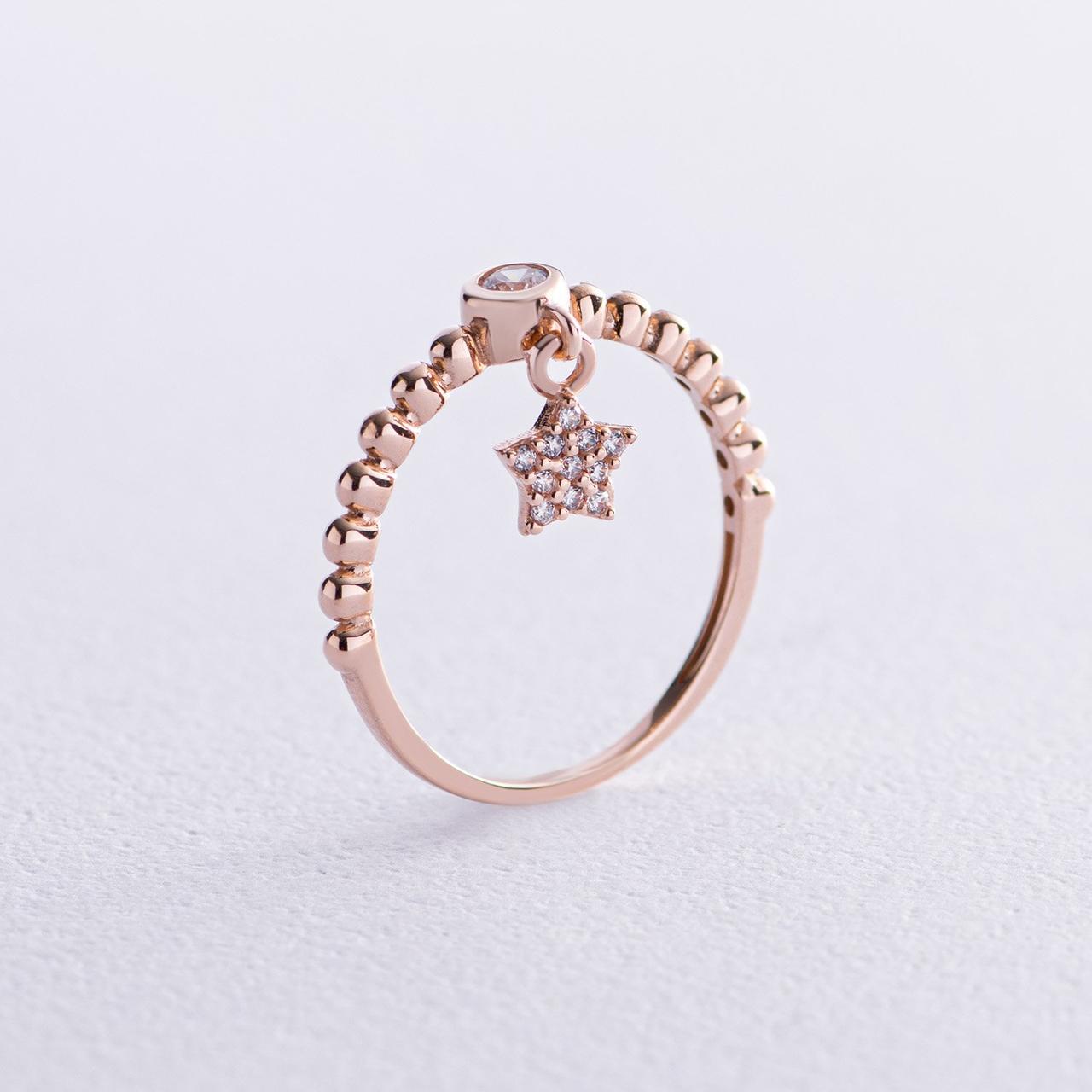 Золоте кільце "Зірочка" з фіанітами 
к07047 Zipexpert ZIPEXPERT, фото 1