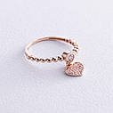 Золоте кільце "Сердечко" з фіанітами к07051 Zipexpert ZIPEXPERT, фото 4