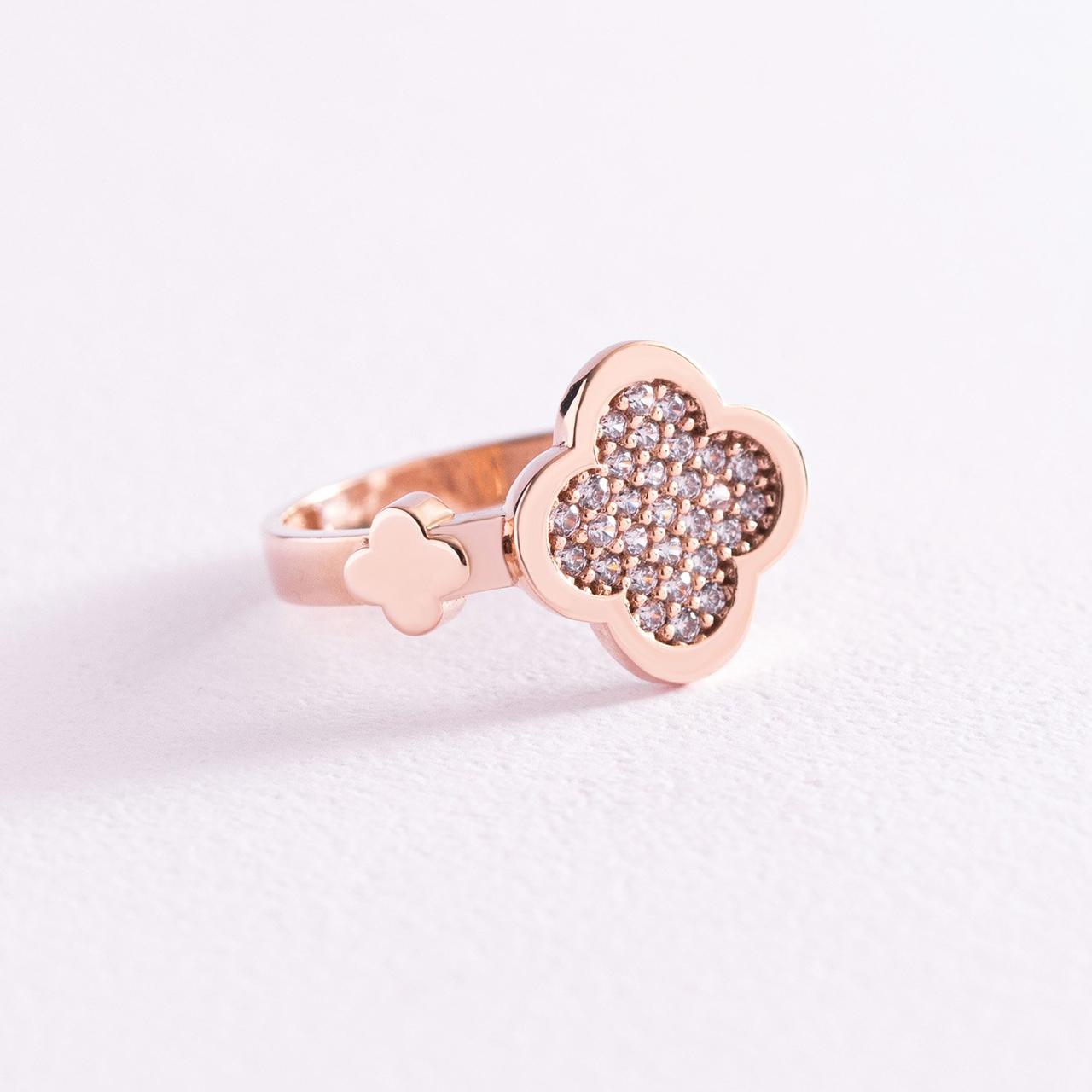 Кільце "Клевер" у червоному золоті (фіаніти) 
к06916 Zipexpert ZIPEXPERT, фото 1