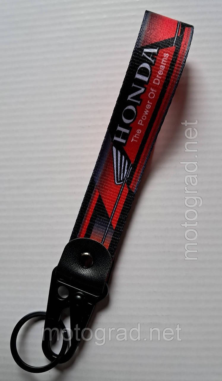 Шнурок для ключів 150 мм, залізний карабін #3 (Honda Red), фото 1