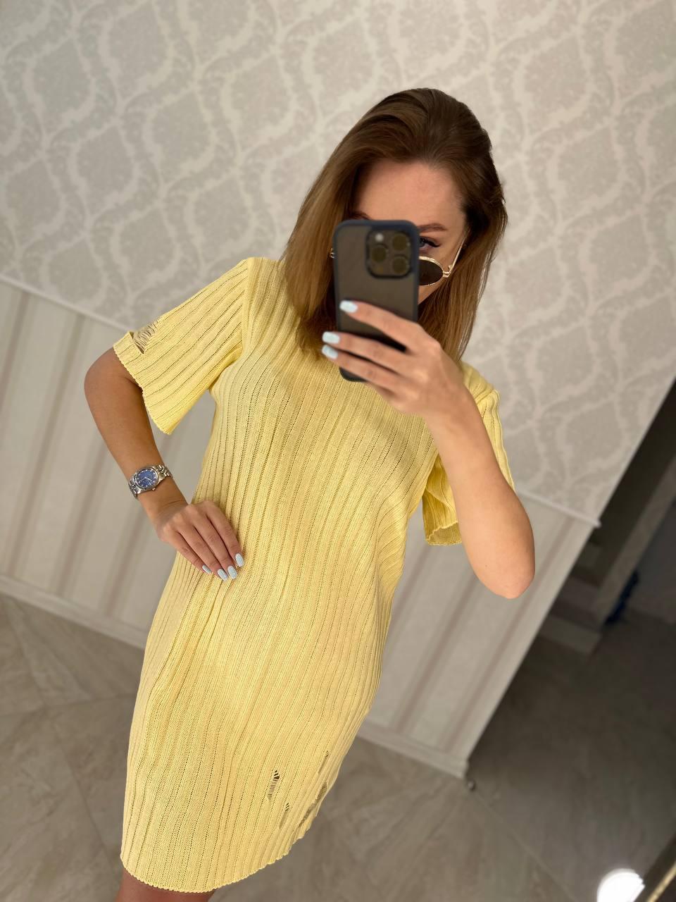 Стильне в'язане плаття широкий рубчик і довгий рукав хіт 2023, фото 1