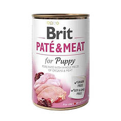 Brit Pate & meat dog Puppy Turkey Вологий корм консерва для цуценят, курка та індичка 400г