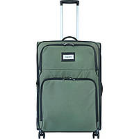 Большой дорожный чемодан цвета хаки на 4-х колесах Bagland Валенсия 83 л текстильный (003796627)