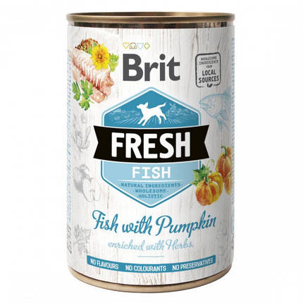Brit fresh Fish with Pumpkin Вологий корм консерва для собак, риба 400 г, фото 1