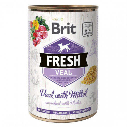 Brit fresh Veal with Millet Вологий корм консерва для собак, телятина 400 г