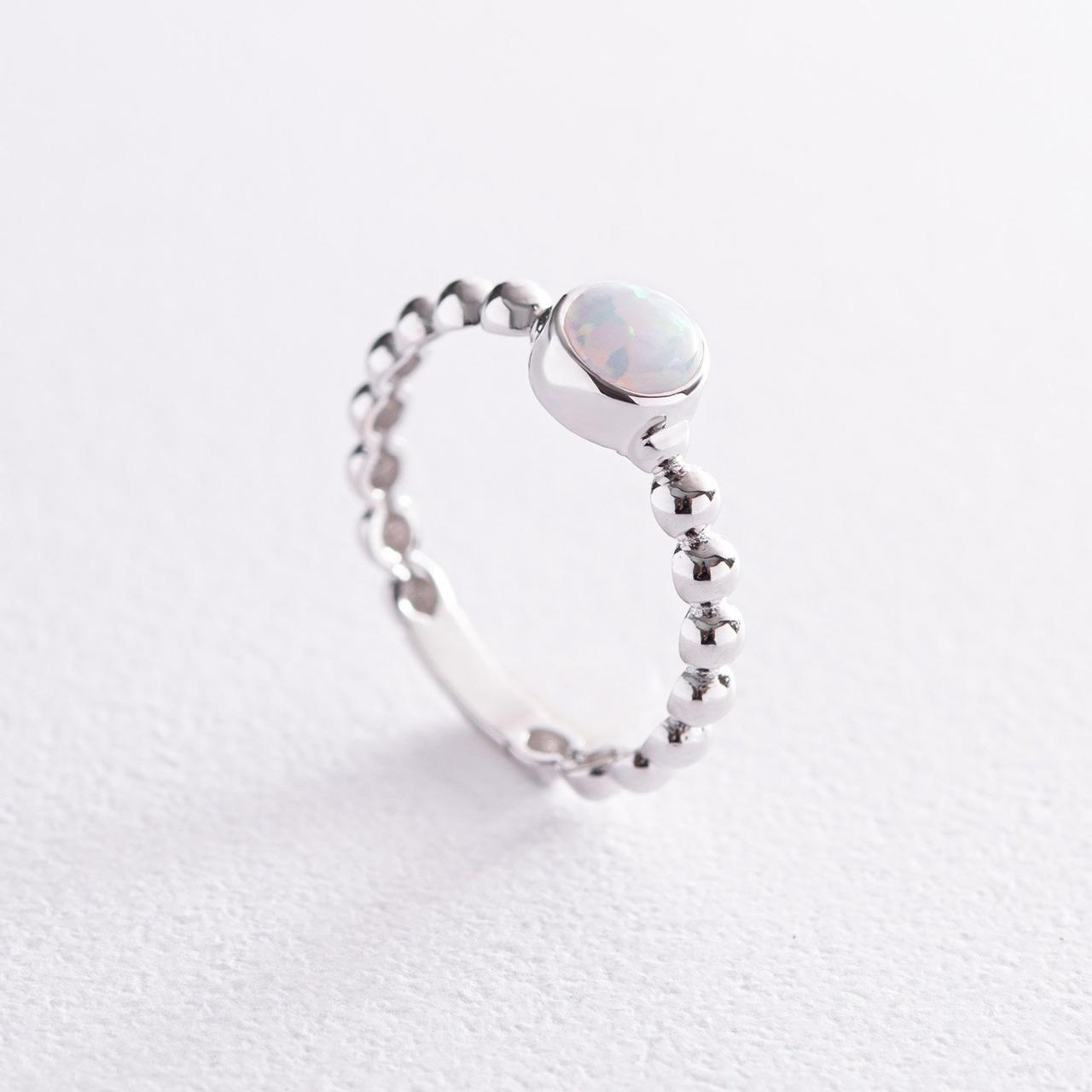 Кулькове кільце із синт. опалом (біле золото) 
к07194 Zipexpert ZIPEXPERT, фото 1