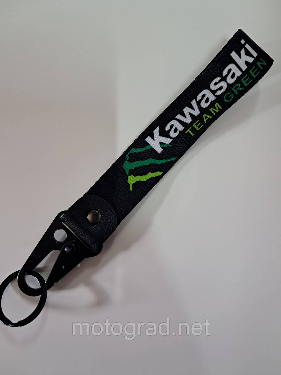 Шнурок для ключів 150 мм, KAWASAKI monster team металевий карабін, фото 1