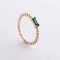 Золотое кольцо "Аннабель" с зеленым фианитом к07183. Zipexpert