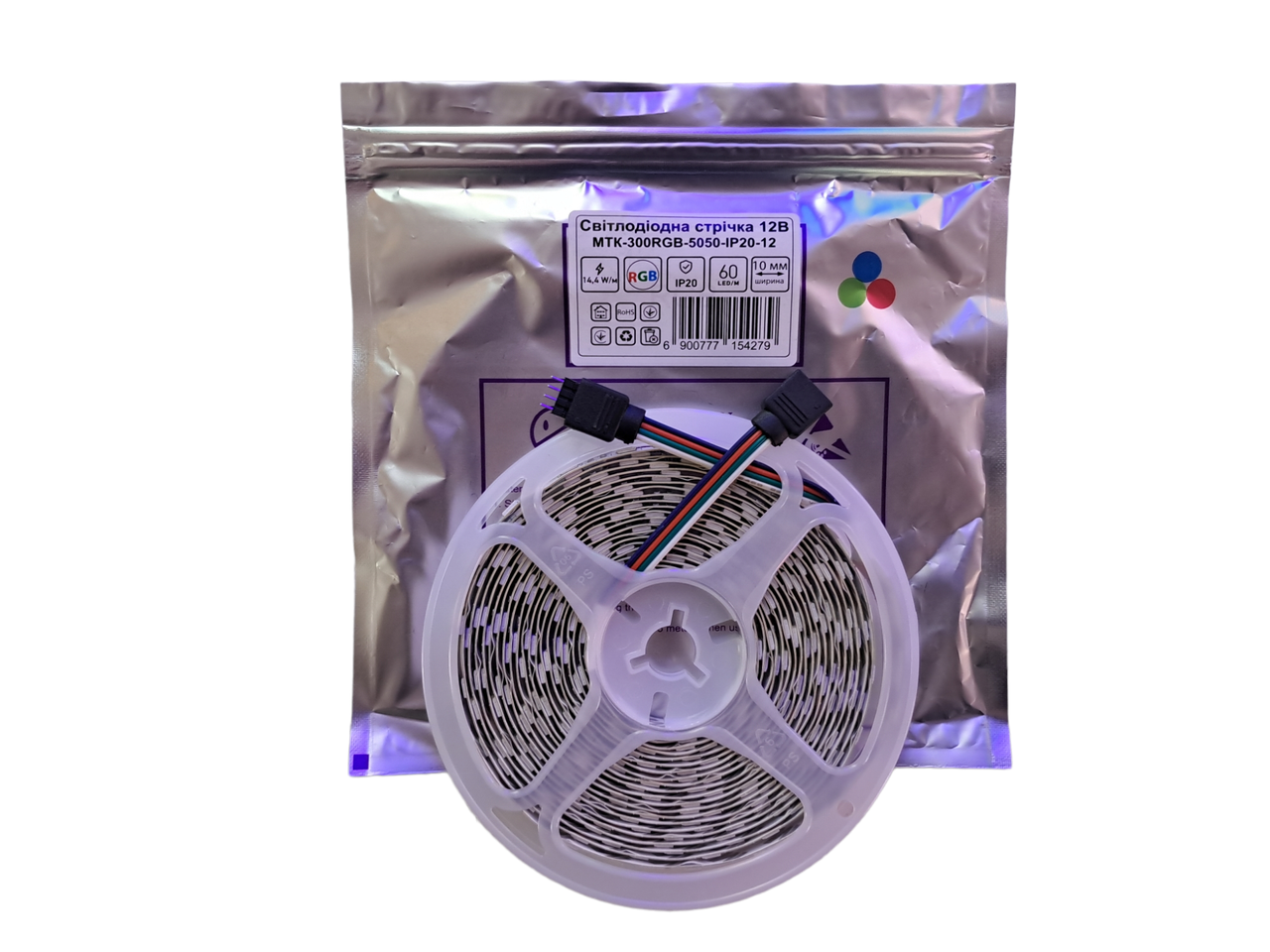 Світлодіодна RGB стрічка 12V MTK-SMD5050 60led/m 10mm 14.4W IP20