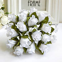 Букет трояндочок тканина, 2 см, білі (20 шт)
